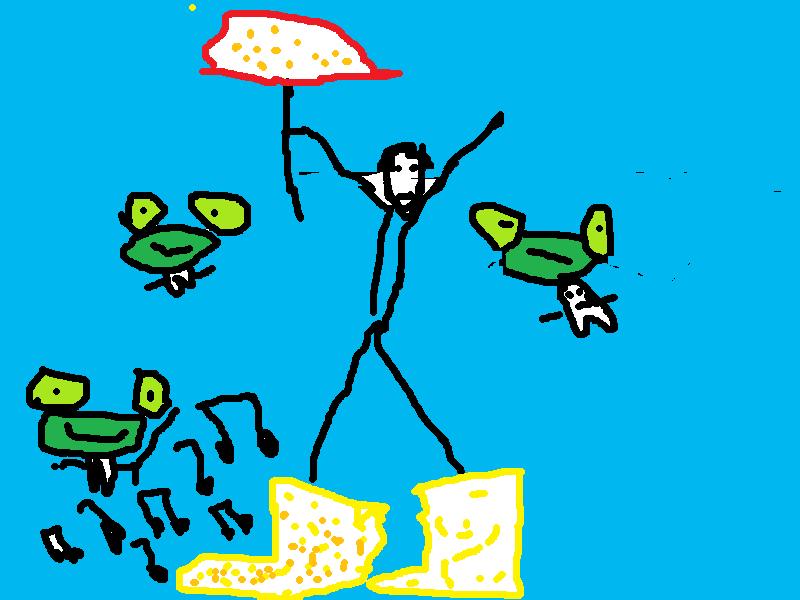 frogs and rain with blue background